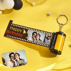 Best Birthday's Gifts Custom Photo Film Roll Keychain Yellow Camera Roll Keychain