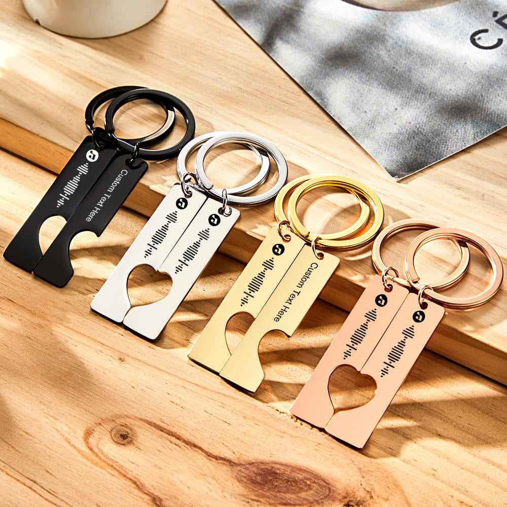 Best Gift For Friend 2 Personalized Music Code Keychain | Heart Cut Out Keychain
