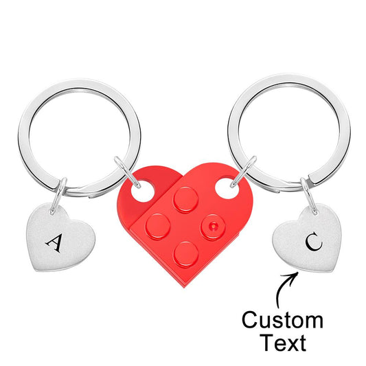 Hand-held view of the assembled matching heart keychain – engraved couples keepsake perfect for anniversaries and long-distance partners
