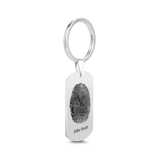 Personalised photo keychain with custom fingerprint engraving and favourite couple photo on a durable keyring – personalised gift for boyfriend