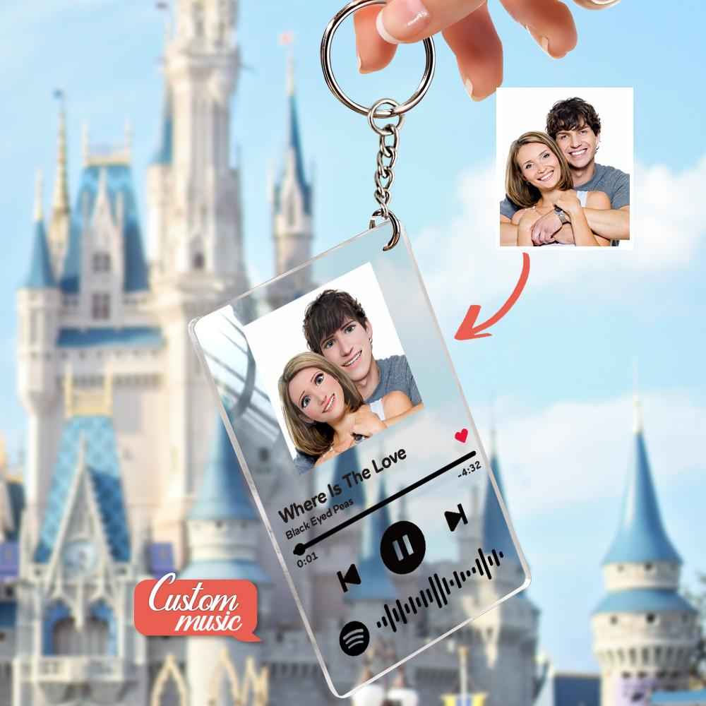Scannable Music Code Comic Filter Plaque Keychain Music and Photo Acrylic Gifts for Couple