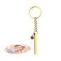 Personalised Photo Projection Keyring shown with smartphone camera demonstrating the micro-photo projection effect – unique engraved cube pendant gift