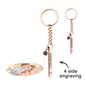 Lifestyle shot of the personalised keyring attached to keys to show practical use and gift suitability for weddings, Mother’s Day or memorial keepsakes