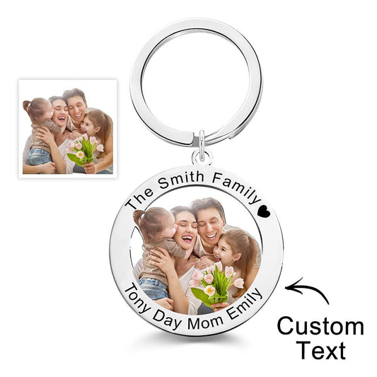 Personalised family photo keyring with custom picture — perfect personalised photo gift