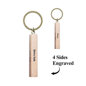 Wood Bar Keychain Custom 4 Sided Engraved Keychain Wooden Keychain