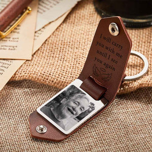 Custom Photo PU Leather Keychain Personalized Keychain for Memorial Gift