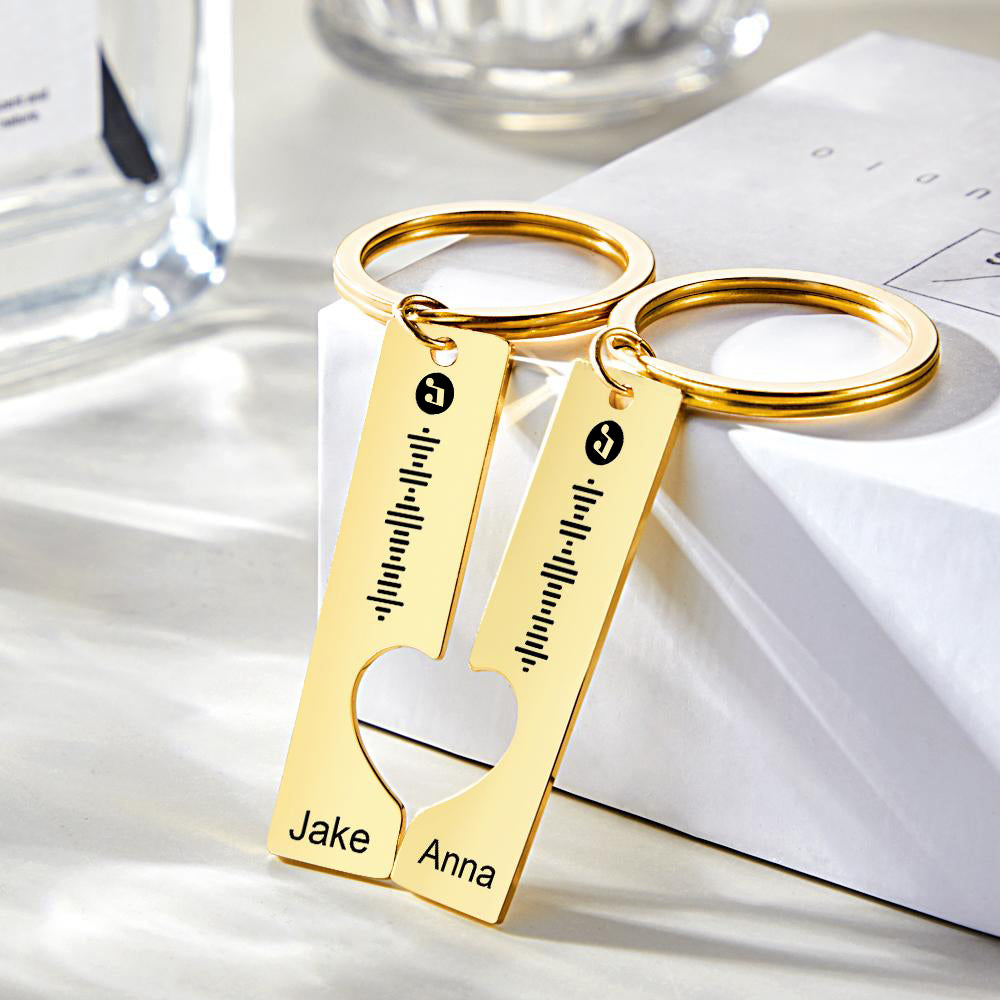 Material and finish close up of stainless steel Drive Safe personalised music keyring showing tarnish resistant surface