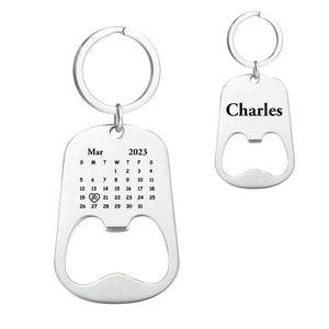 Custom Engraved Calendar Keychain Bottle Opener Key Ring Save the Date Keychain Creative Gift For Him
