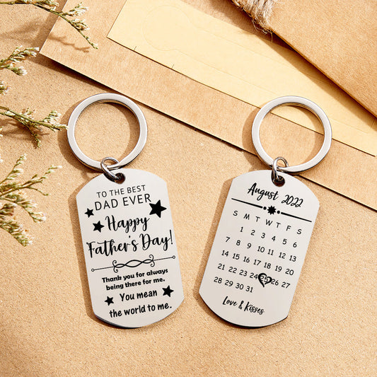 Personalised photo calendar keychain with family picture — custom anniversary gift for Dad, everyday keepsake