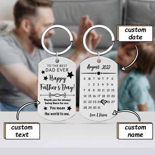 Personalised photo calendar keychain with family picture — custom anniversary gift for Dad, everyday keepsake