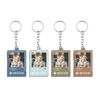 Rear and side view of a personalised Father's Day keyring emphasising finish and durable engraving