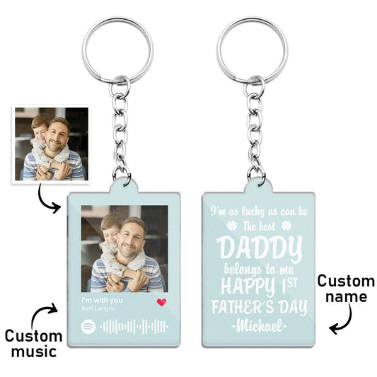Personalised Father's Day keyring in custom colour with engraved initials — engraved gift for Dad