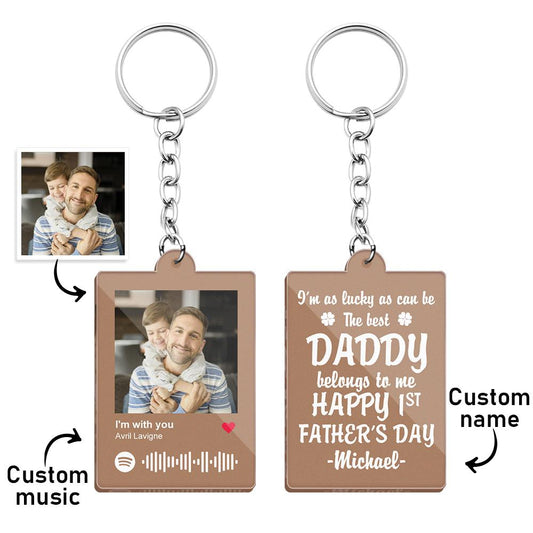 Personalised Father's Day keyring in custom colour with engraved initials — engraved gift for Dad