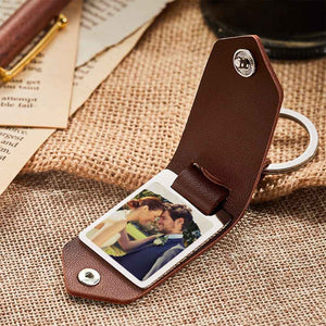 Custom Leather Keychain Personalized Engrave Keychain Anniversary Gift For Couple Birthday Gift