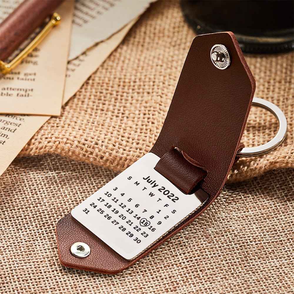 Custom Leather Keychain Personalized Engrave Keychain Anniversary Gift For Couple Birthday Gift