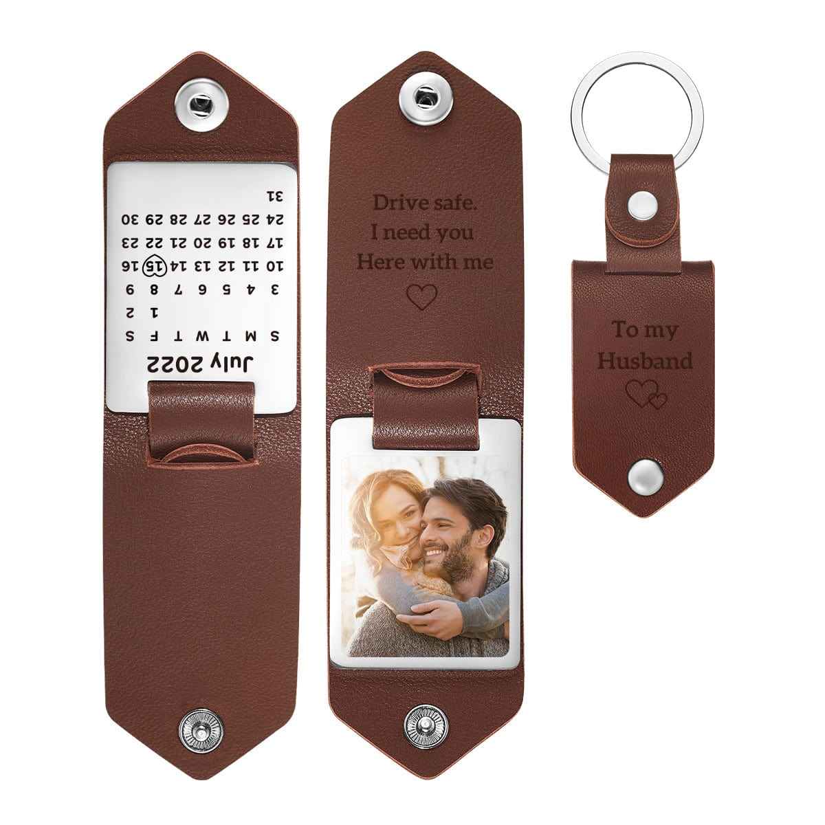 Custom Leather Keychain Personalized Engrave Keychain Anniversary Gift For Couple Birthday Gift