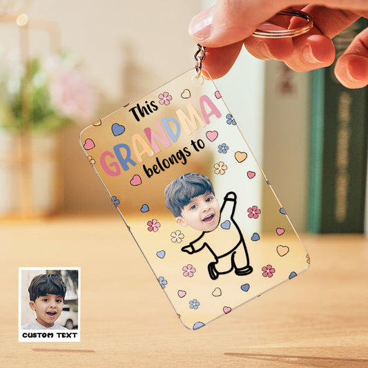 Personalised Custom Faces Acrylic Keychain showing a custom face illustration and engraved text — perfect personalised keyring for an anniversary or birthday gift