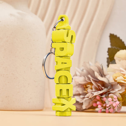 Colour variant B of 3D printed personalised name keychain – eye-catching PLA name tag for keyrings and bags