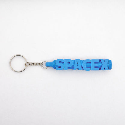 Side view of low-profile 3D printed personalised name keychain – lightweight PLA tag that fits zips and handles easily
