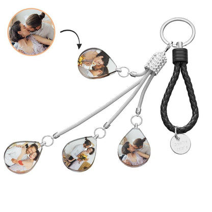 Angled black crystal personalised keyring with diamond inlay and durable stainless steel ring — customisable keychain perfect for gifts