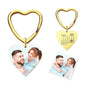 Gold personalised engraved heart photo keyring with mini calendar and optional custom text – elegant gift for wife or Mum