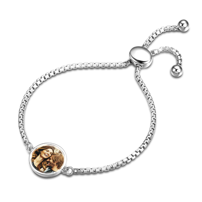Personalised Circle Photo Bracelet for Women | Customisable S925 Silver