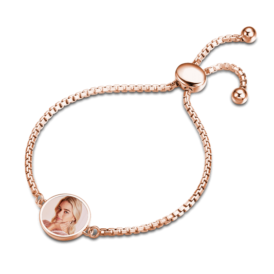 Personalised Circle Photo Bracelet for Women | Customisable S925 Silver