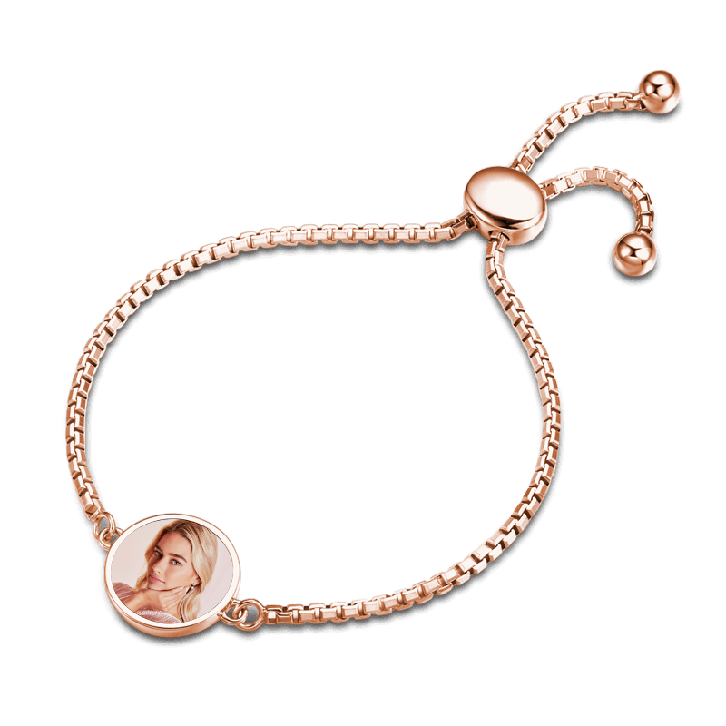 Personalised Circle Photo Bracelet for Women | Customisable S925 Silver
