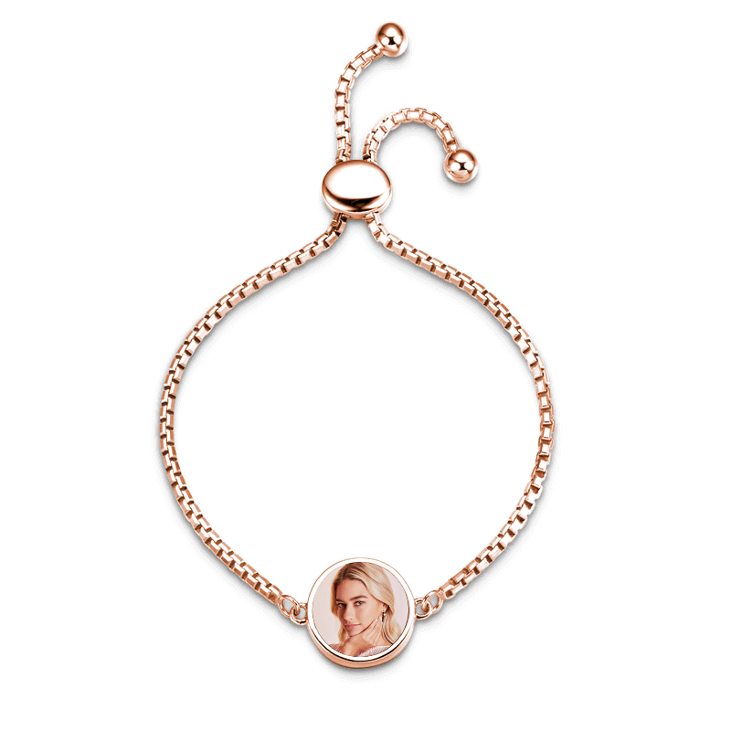 Personalised Circle Photo Bracelet for Women | Customisable S925 Silver