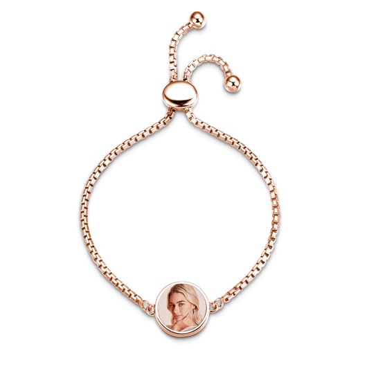 Personalised Circle Photo Bracelet for Women | Customisable S925 Silver