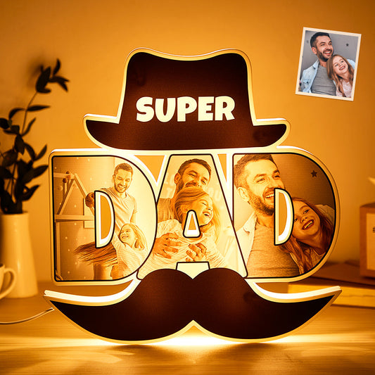 Personalised Photo Night Light with Funny Beard - Unique Father's Day Gift