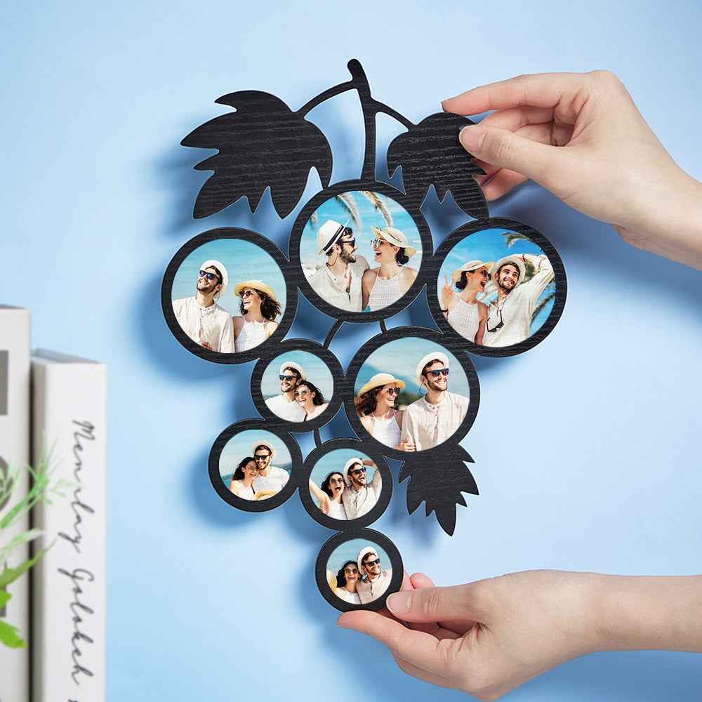 Custom Photo Grape Shaped Frame Personalized Picture Black Wall Decoration