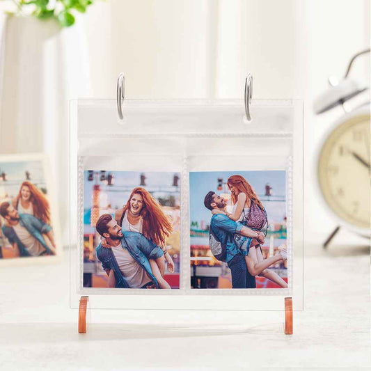 Custom Photo Acrylic Frame Mini Flip Pictures Desktop Decoration For Her