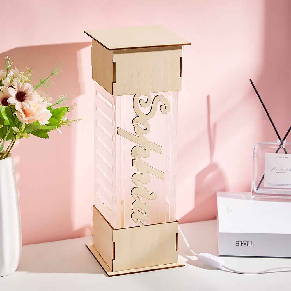 Personalized LED Lamp Custom Name Wooden Acrylic Night Light Birthday Gift