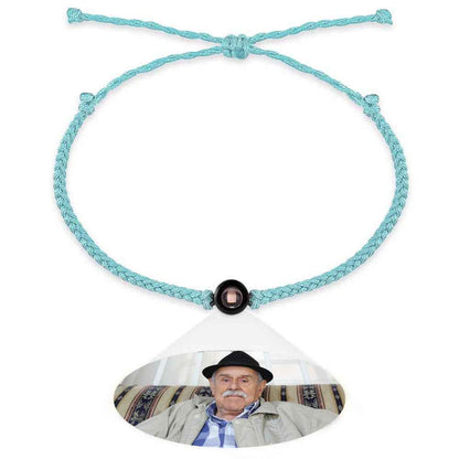 Personalized Photo Projection Couple Bracelet Braided Black Rope Bracelet Gift for Parents and Grandparents