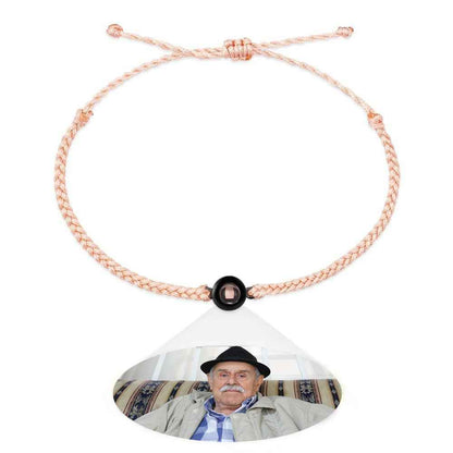 Personalized Photo Projection Couple Bracelet Braided Black Rope Bracelet Gift for Parents and Grandparents