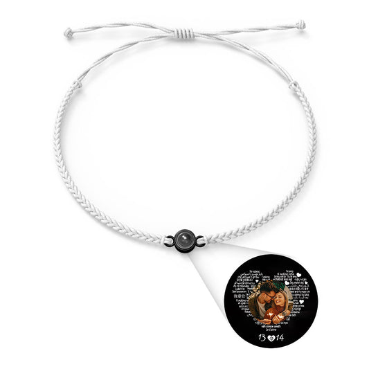 Personalised Photo Projection Charm Bracelet | I Love You in 100 Languages | Custom Birthday Gift