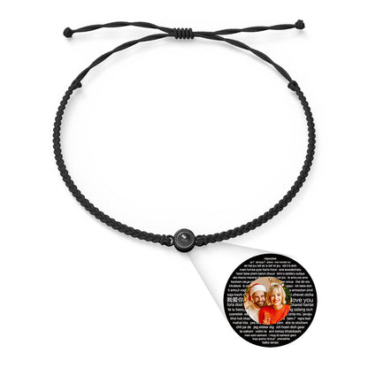 Personalised Photo Projection Charm Bracelet | I Love You in 100 Languages | Custom Birthday Gift