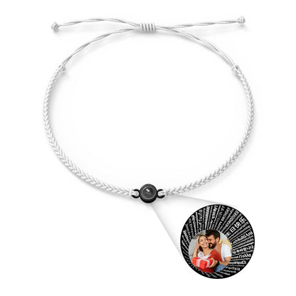 Personalised Photo Projection Charm Bracelet | I Love You in 100 Languages | Custom Birthday Gift