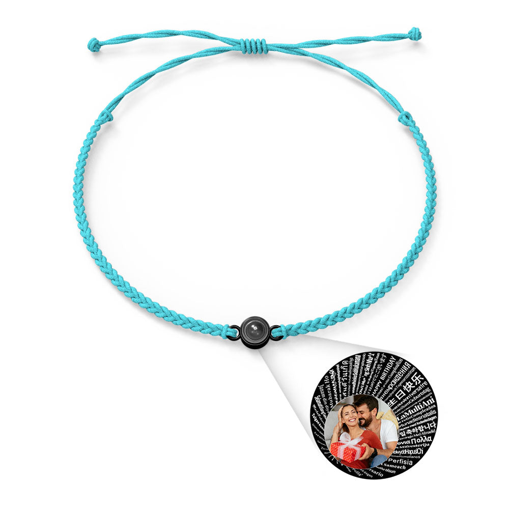 Personalised Photo Projection Charm Bracelet | I Love You in 100 Languages | Custom Birthday Gift