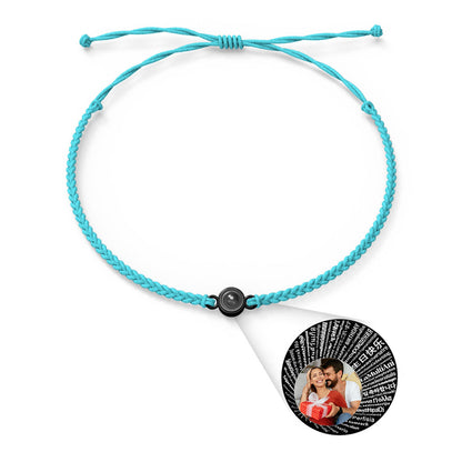 Personalised Photo Projection Charm Bracelet | I Love You in 100 Languages | Custom Birthday Gift