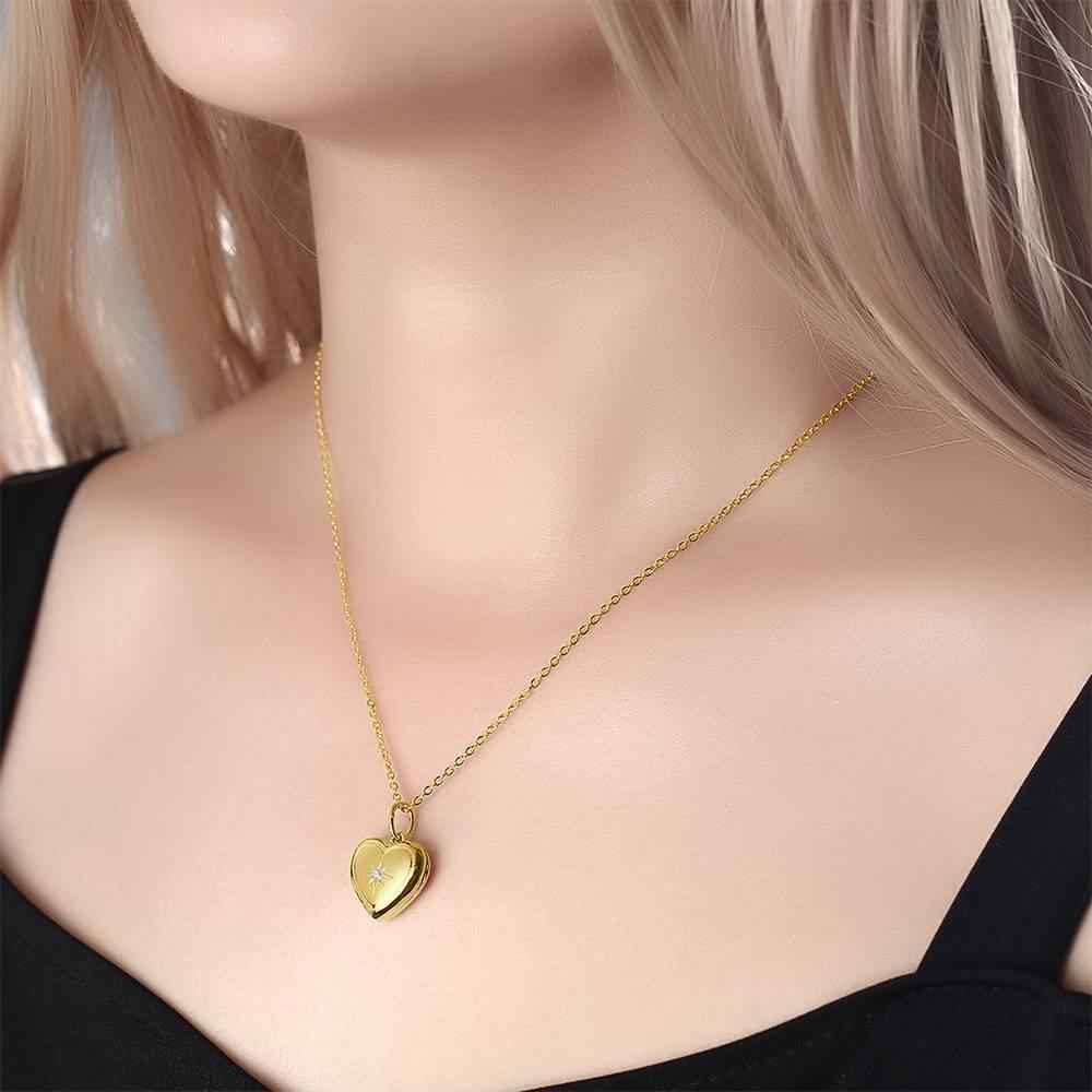 Personalized Heart Locket Photo Necklace for Women