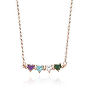 Personalized Heart-Shaped Birthstone Necklace Anniversary Birthday Gift for Her