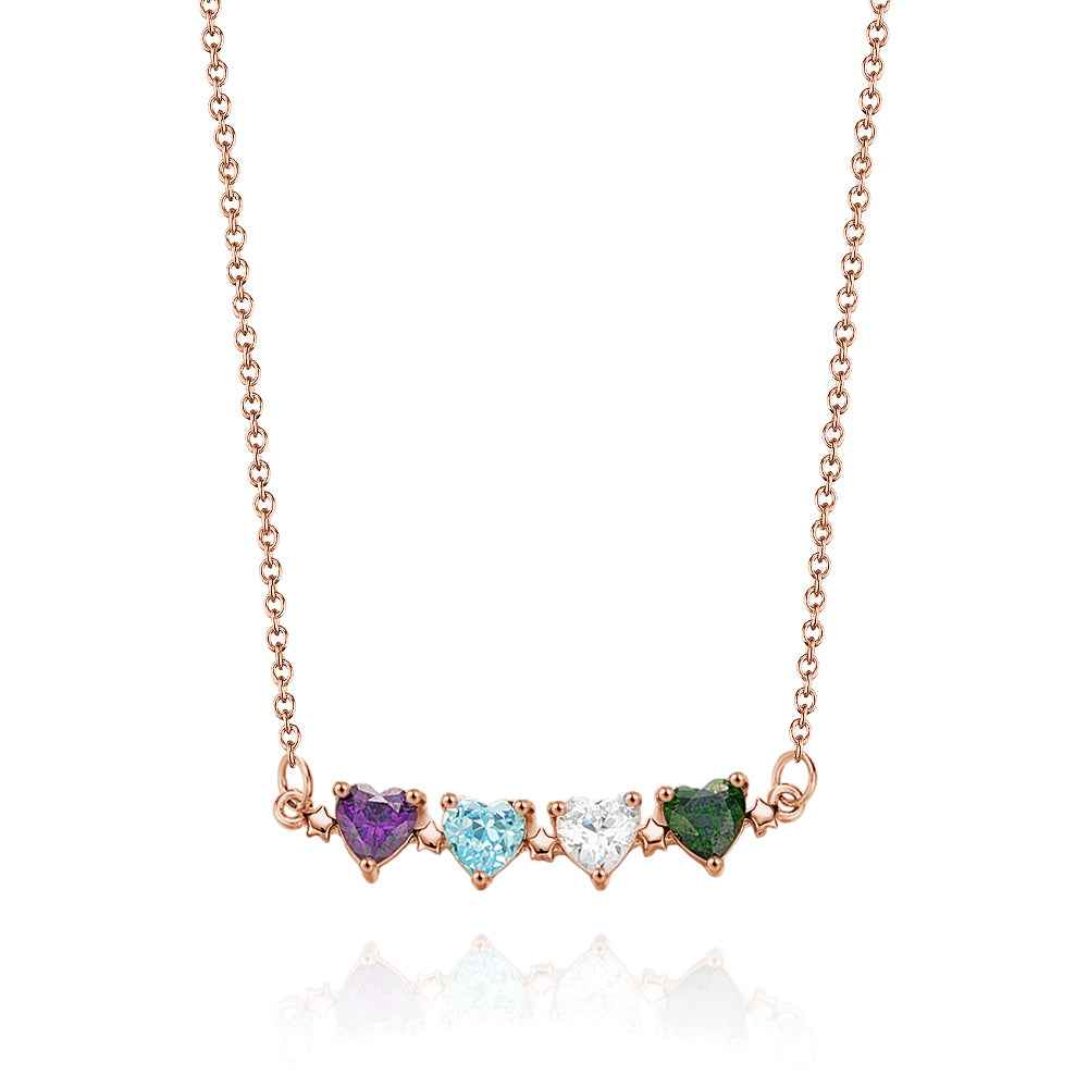 Personalized Heart-Shaped Birthstone Necklace Anniversary Birthday Gift for Her