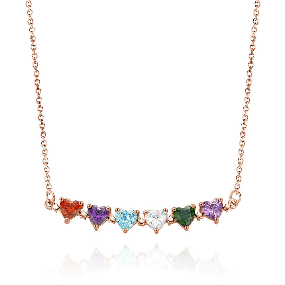 Personalised Heart Birthstone Necklace | Custom Anniversary & Birthday Gift