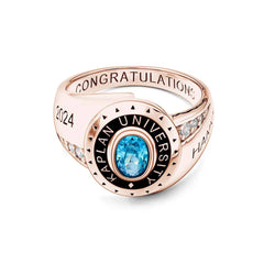 Personalised Birthstone Graduation Ring for Class of 2024 | Engraved Gift