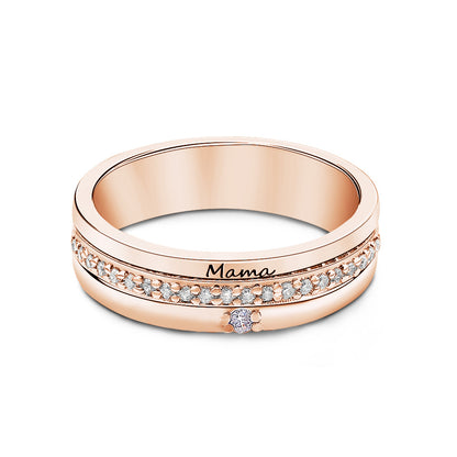 Personalised Birthstone Ring with Engraved Text - Custom Name Jewellery Gift for Women