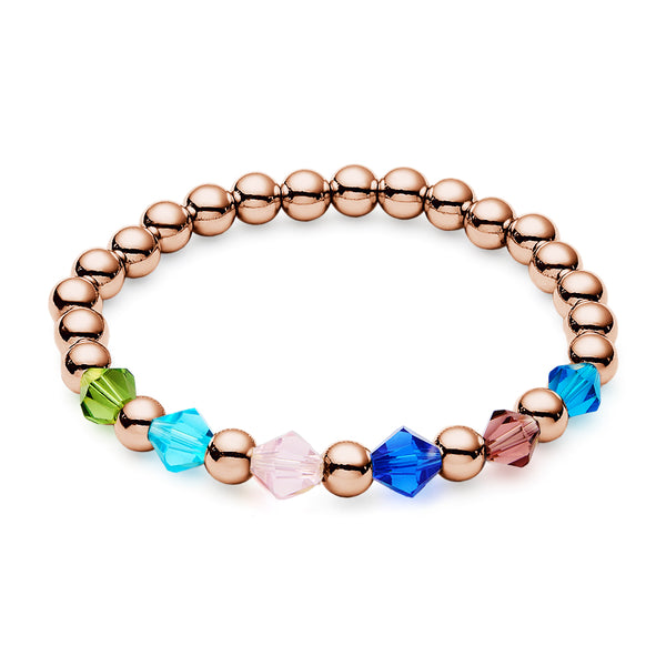 Personalised 1-12 Birthstone Family Bracelet | Elastic Beaded Gift for Women