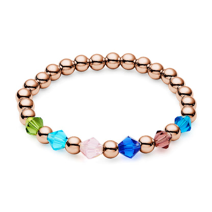 Personalised 1-12 Birthstone Family Bracelet | Elastic Beaded Gift for Women