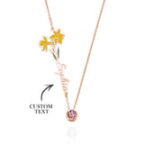 Personalized Birth Flower & Star Sign Name Necklace - Ideal Wedding Gift Birthday Gift